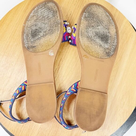 Vince Camuto Akitta Tribal Embroidered Rhinestone Ankle Strap Boho Sandals 9.5 - Picture 10 of 12